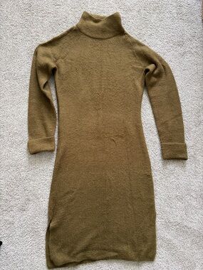 Vero Moda Olive Green Knit Turtleneck Dress
